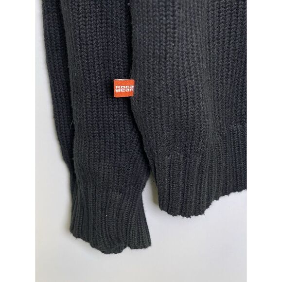 Vintage Rocawear Men's XL Y2K Embroidered Knit Sweater Pullover Black Streetwear - Picture 5 of 7